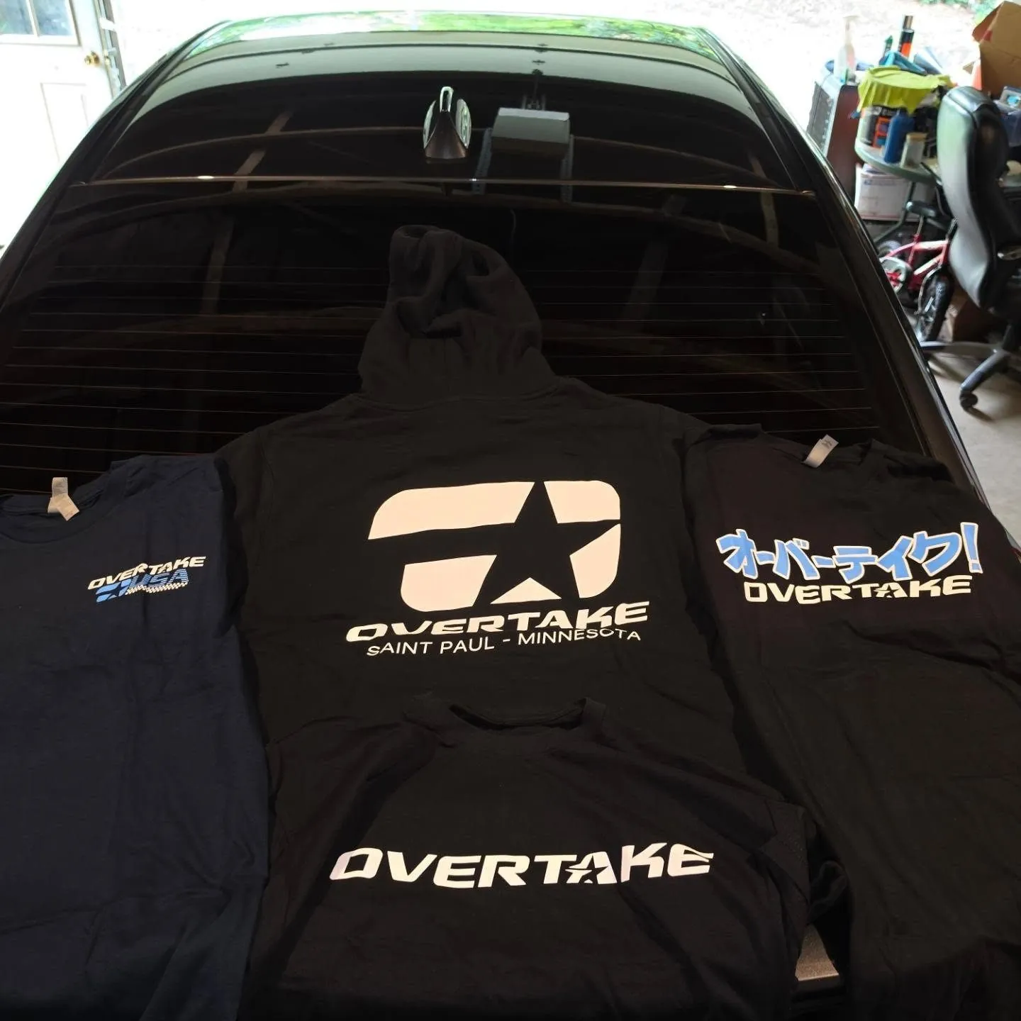 Overtake hoodie and shirts