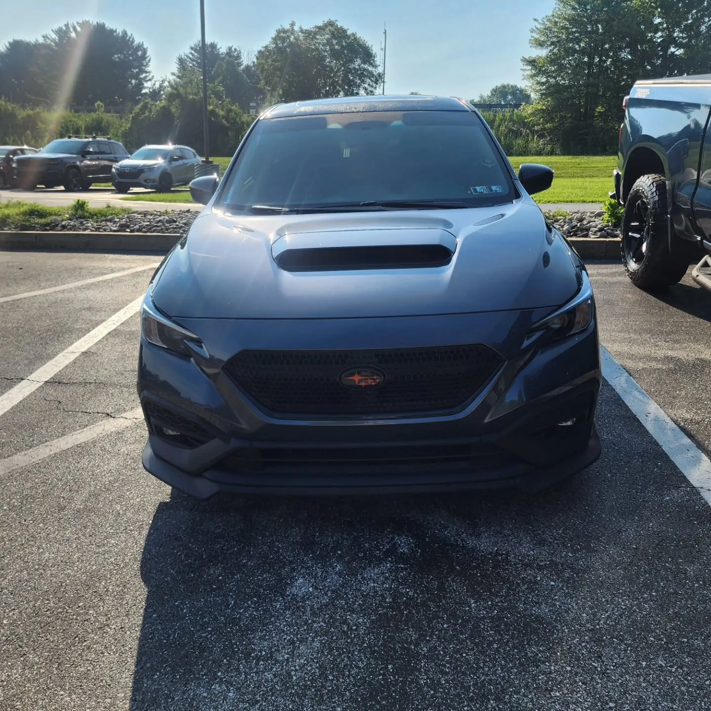 Head on with the orange badge