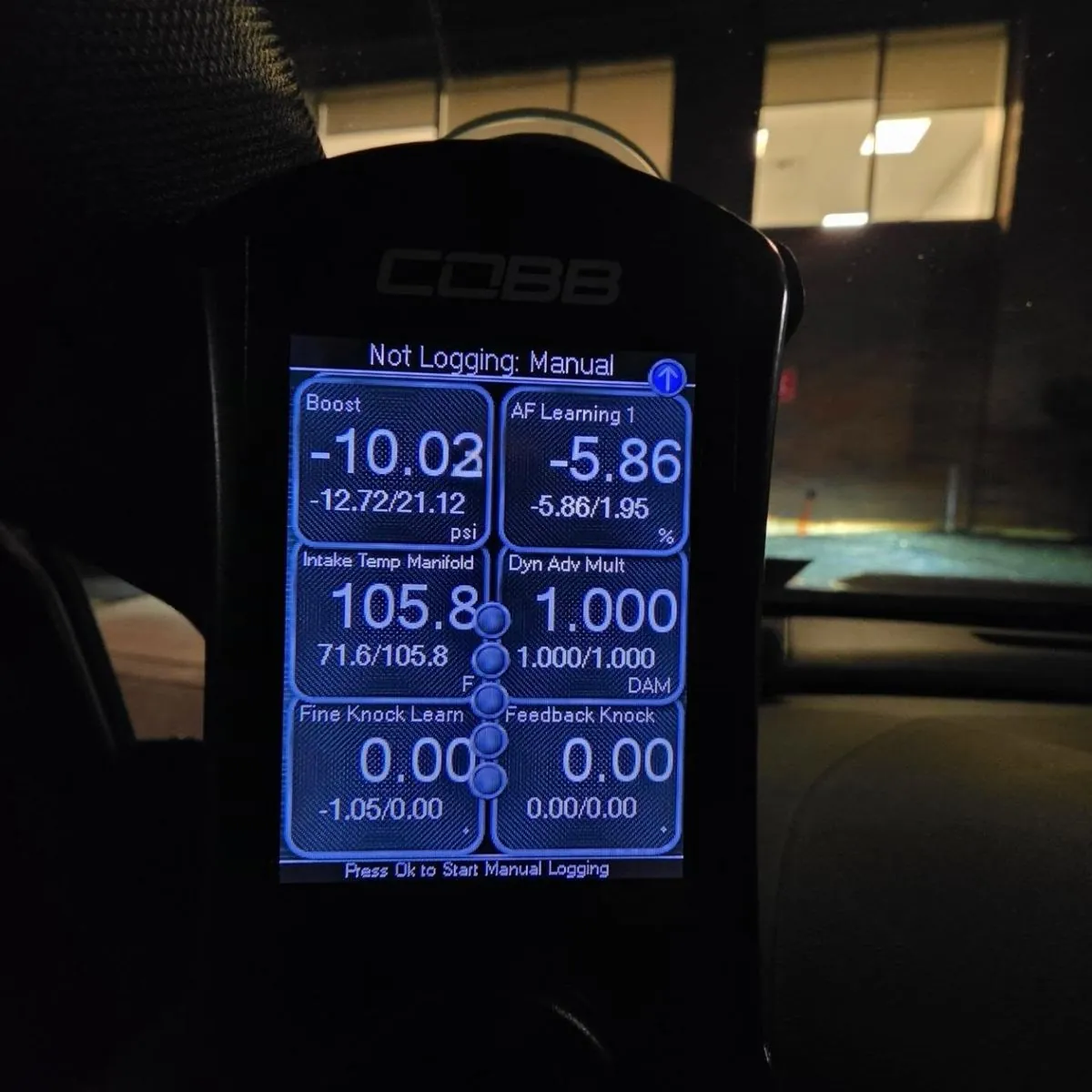 Accessport showing the 21.12 psi peak