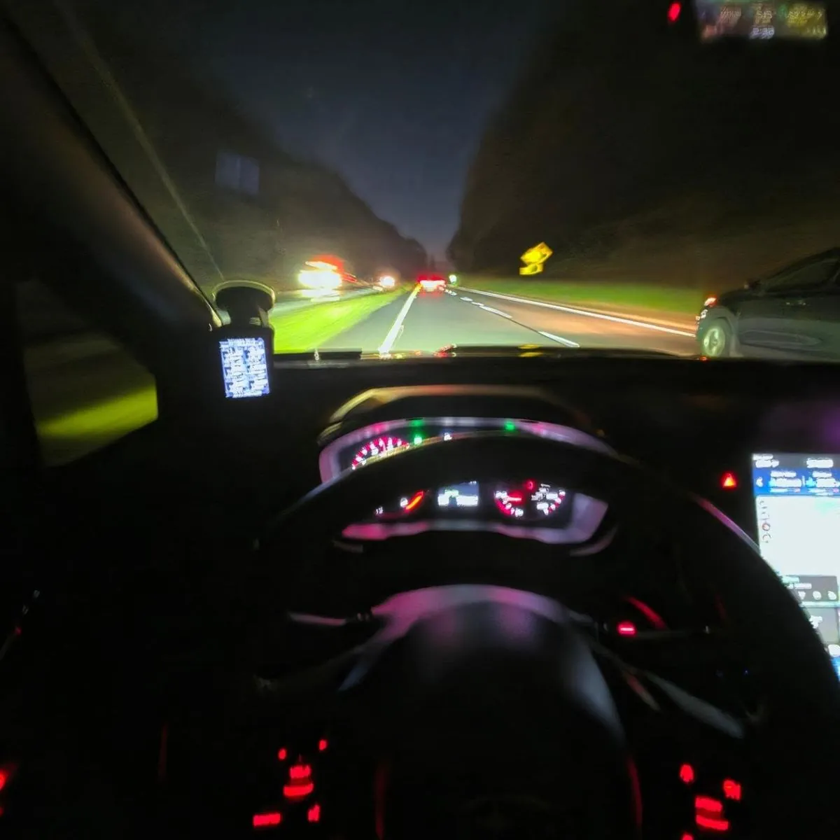 Night drive with the Accessport glowing
