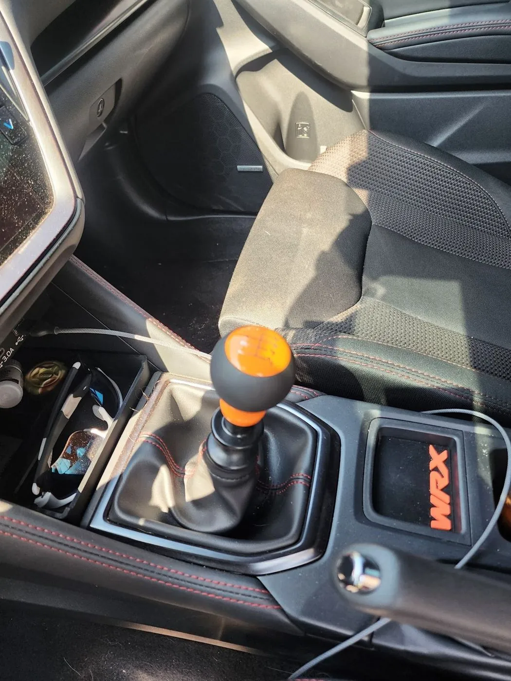 Shifter and orange WRX pocket