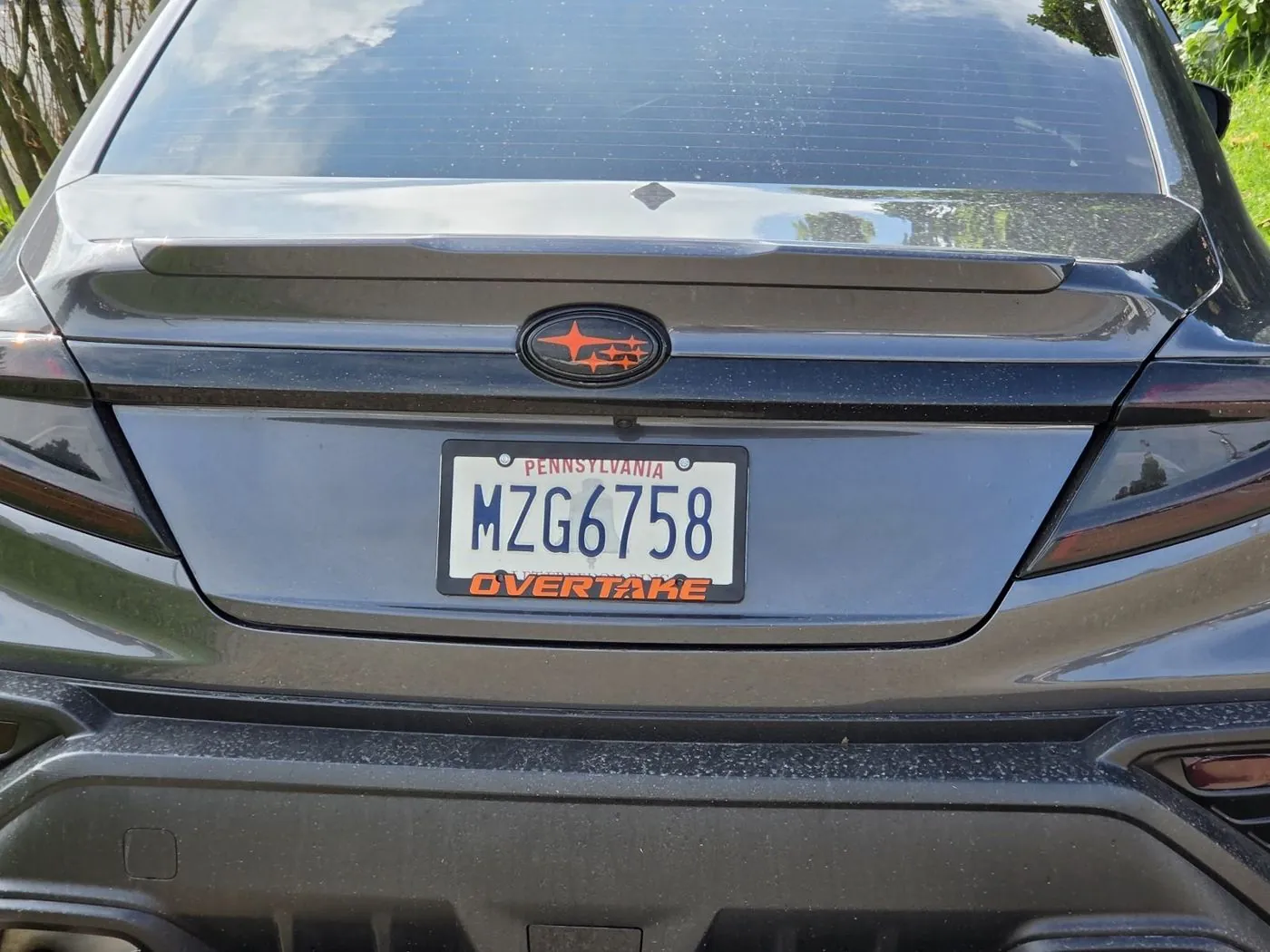 Rear badge and plate up close
