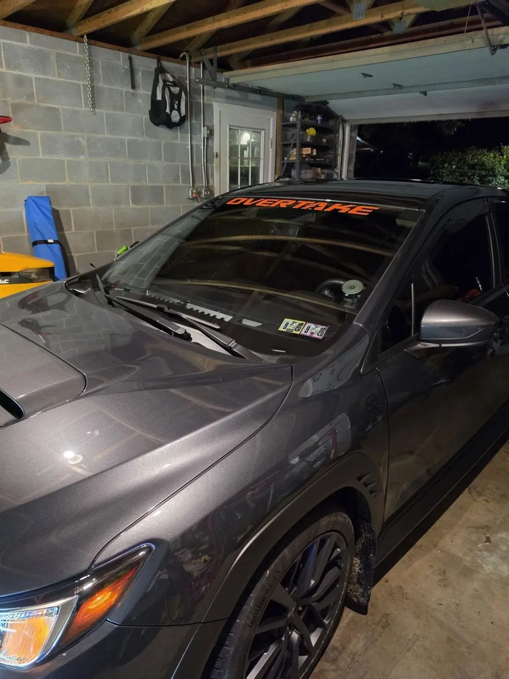 Front three-quarter in the garage