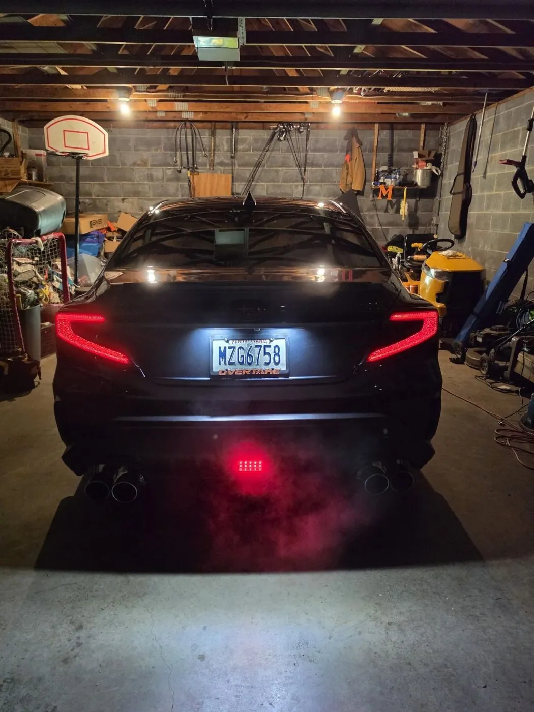 Tail lights on in the garage