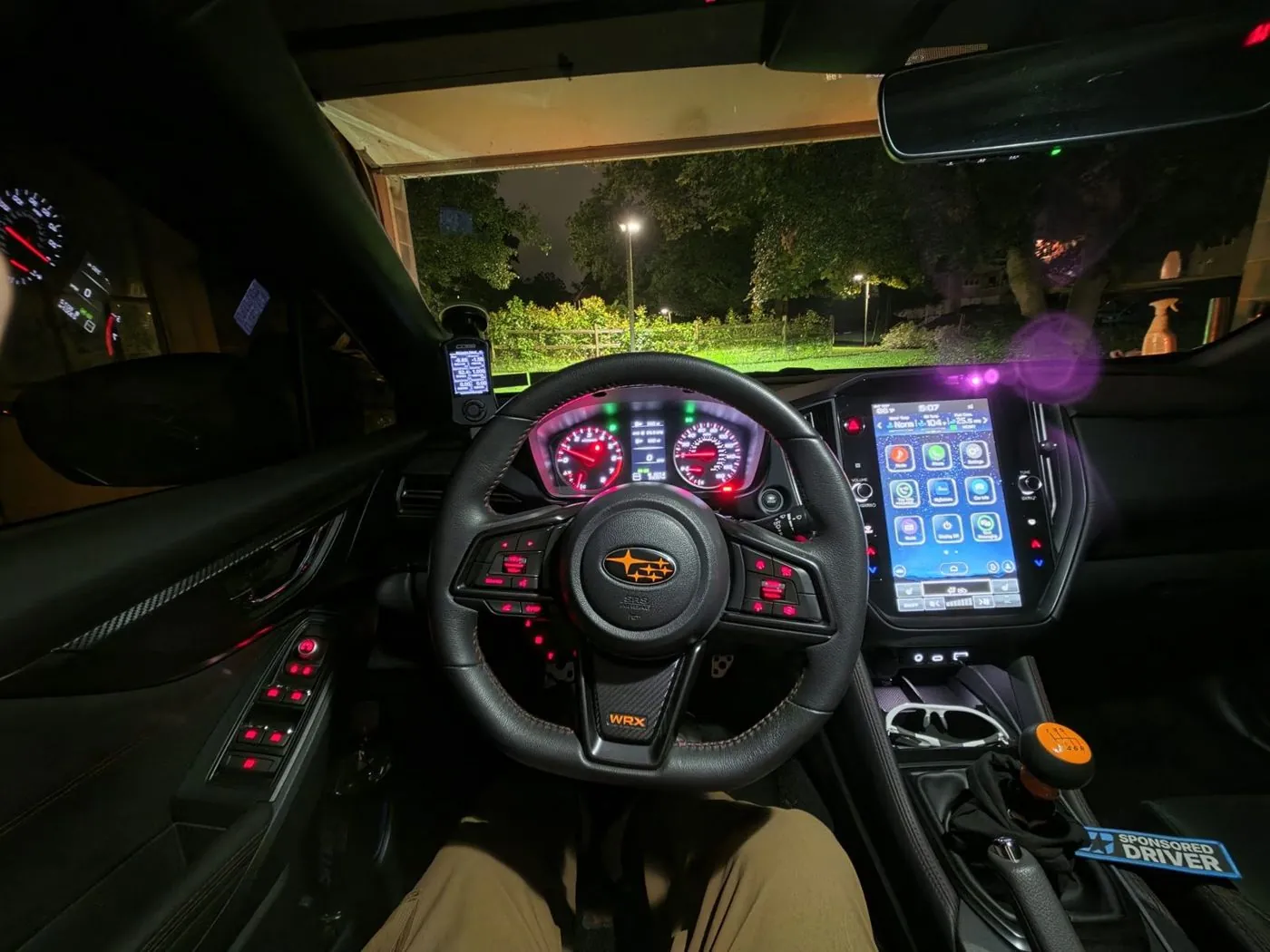 Dash lit up at night