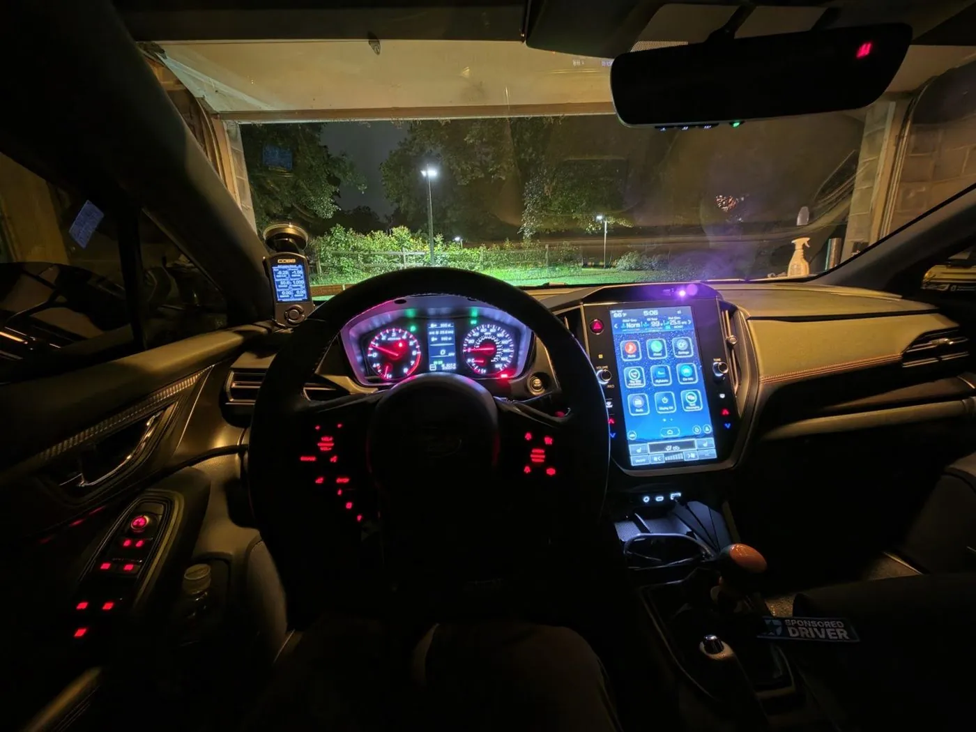 Night cockpit with the gauges glowing