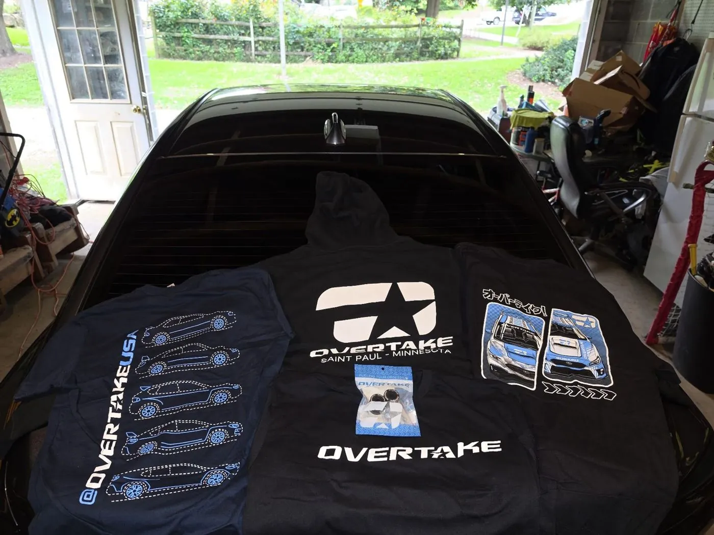 More Overtake merch on the trunk