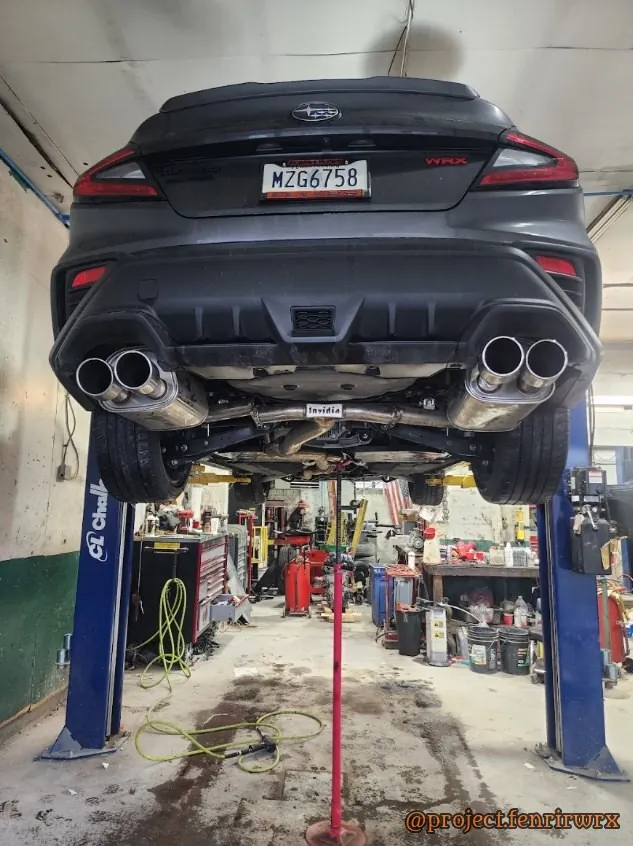 Up on the lift with the new Invidia exhaust