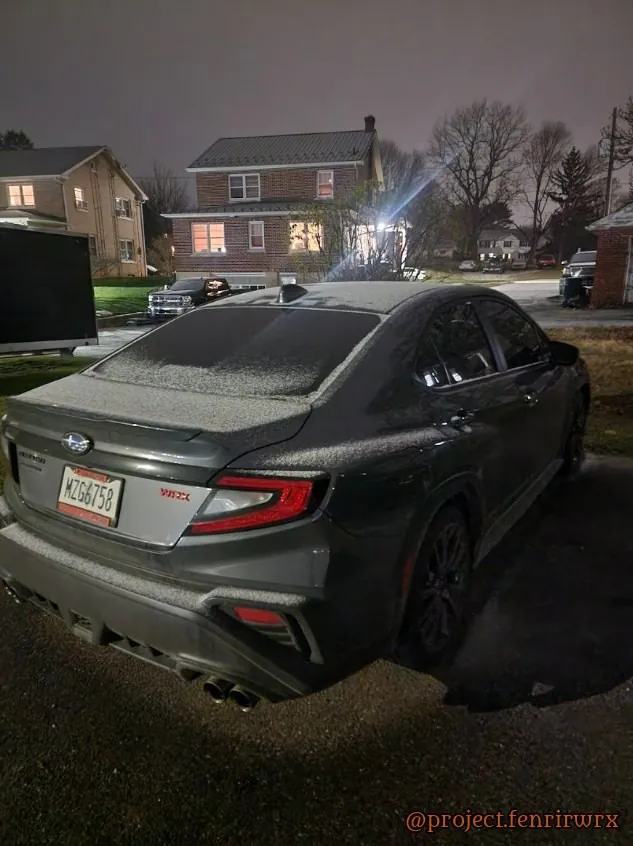 First snow on the trunk and roof